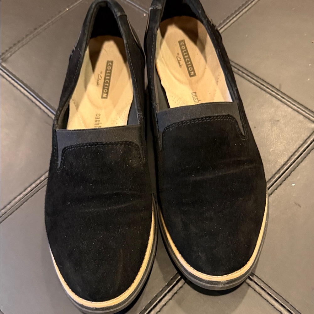 Clarks Women's Black Suede Wedges